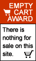 A button which says 'EMPTY CART AWARD' follwed by more text which says 'There is nothing for sale on this site'.