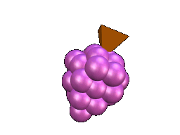 An animated gif of a bunch of grapes spinning in place at an angle.