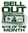 A button with the words 'SELL OUT Site of the Month' with a picture of dollar bills.